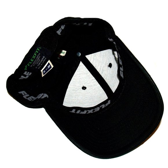 Black with White Skull Logo Flexfit Organic Cotton Baseball Cap  Size S-M - Picture 9 of 9